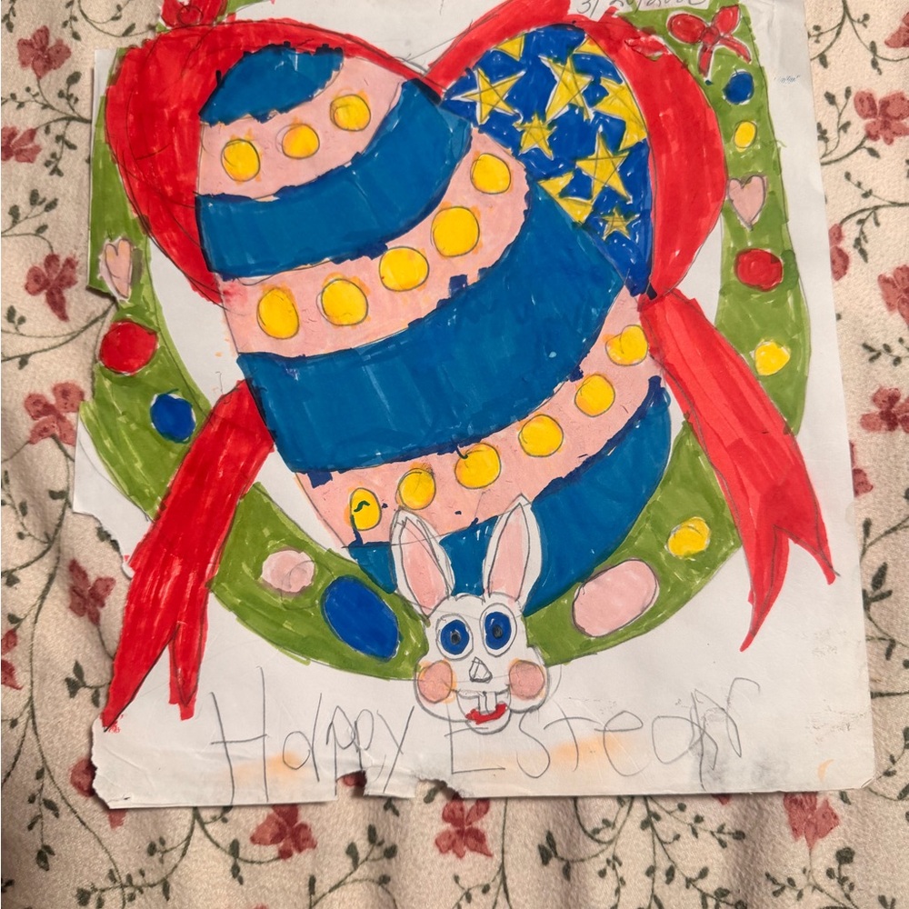 Vibrant Easter Heart Illustration with Bunny